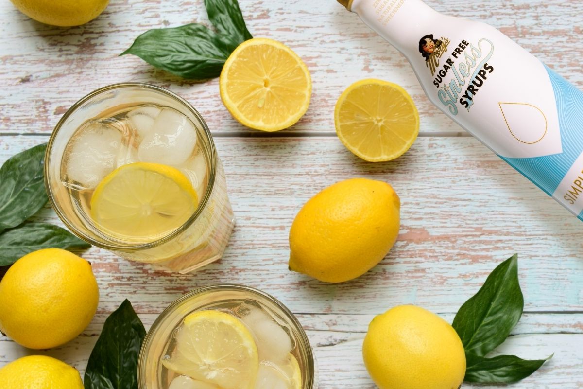 Top view of Sugar Free Lemonade with Sinless Simple Syrup