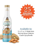 Sugar Free Almond Biscotti Sinless Syrups bottle showing 25 servings per bottle on a white background.