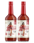 Two bottles of Miss Mary's Bold & Spicy Bloody Mary on white background