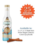 Sugar Free Cinnamon Dolce Sinless Syrups bottle with product details on a white background