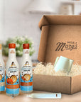 Cozy gift box with Toasted Marshmallow, Pumpkin Spice and Salted Caramel sugar-free syrups, frothing pitcher and frother