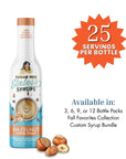 Sugar-free hazelnut Sinless syrup bottle with product details on a white background