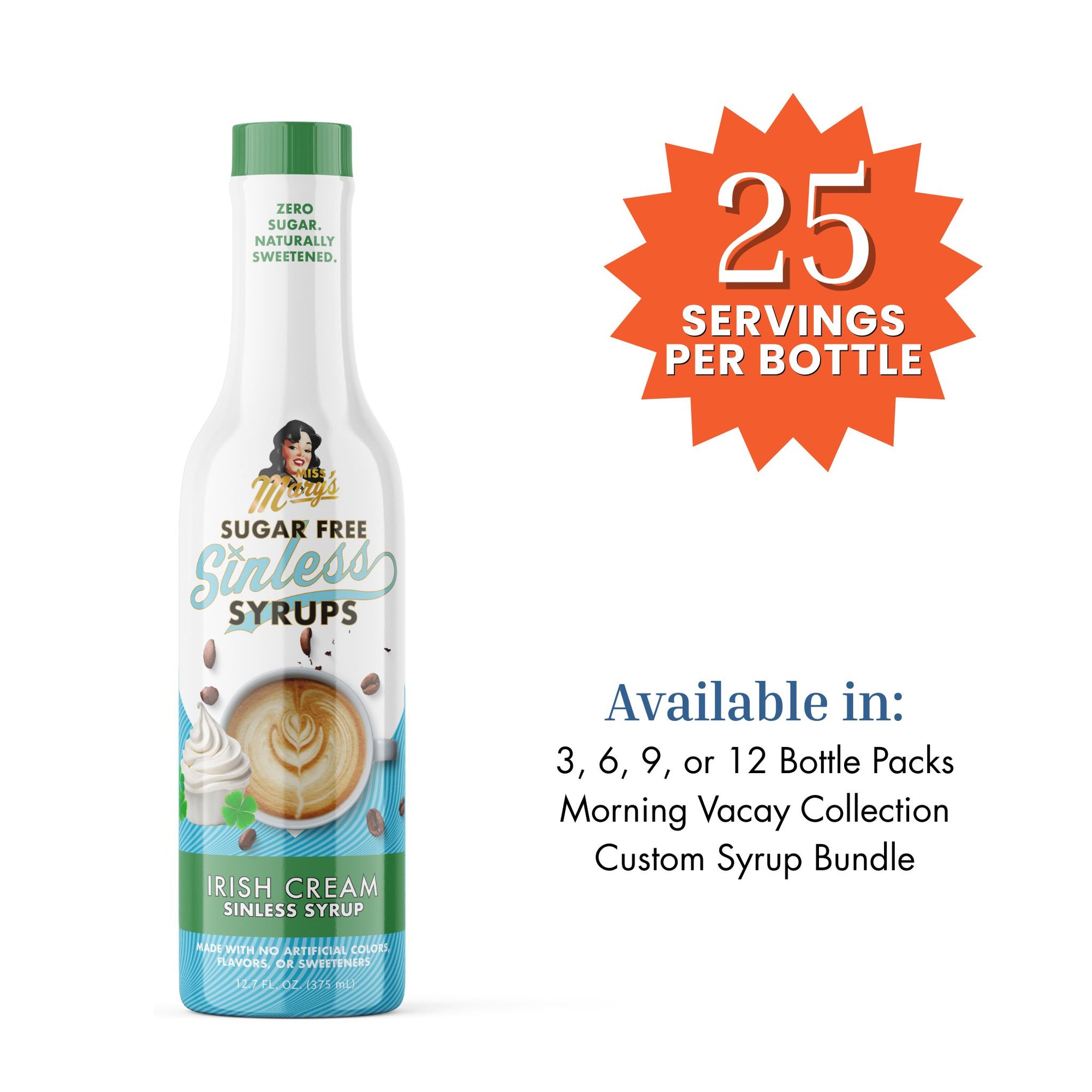 Servings per bottle of Sugar Free Irish Cream Sinless Syrup