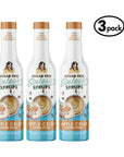 Three bottles of Sugar Free Sinless Syrups with Apple Crisp flavor on a white background.