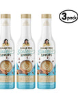 Three bottles of Sugar Free cinnamon dolce Sinless Syrups on a white background.