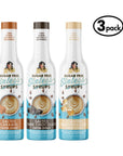 Three bottles of sugar-free syrups with a '3 Pack' label on a white background