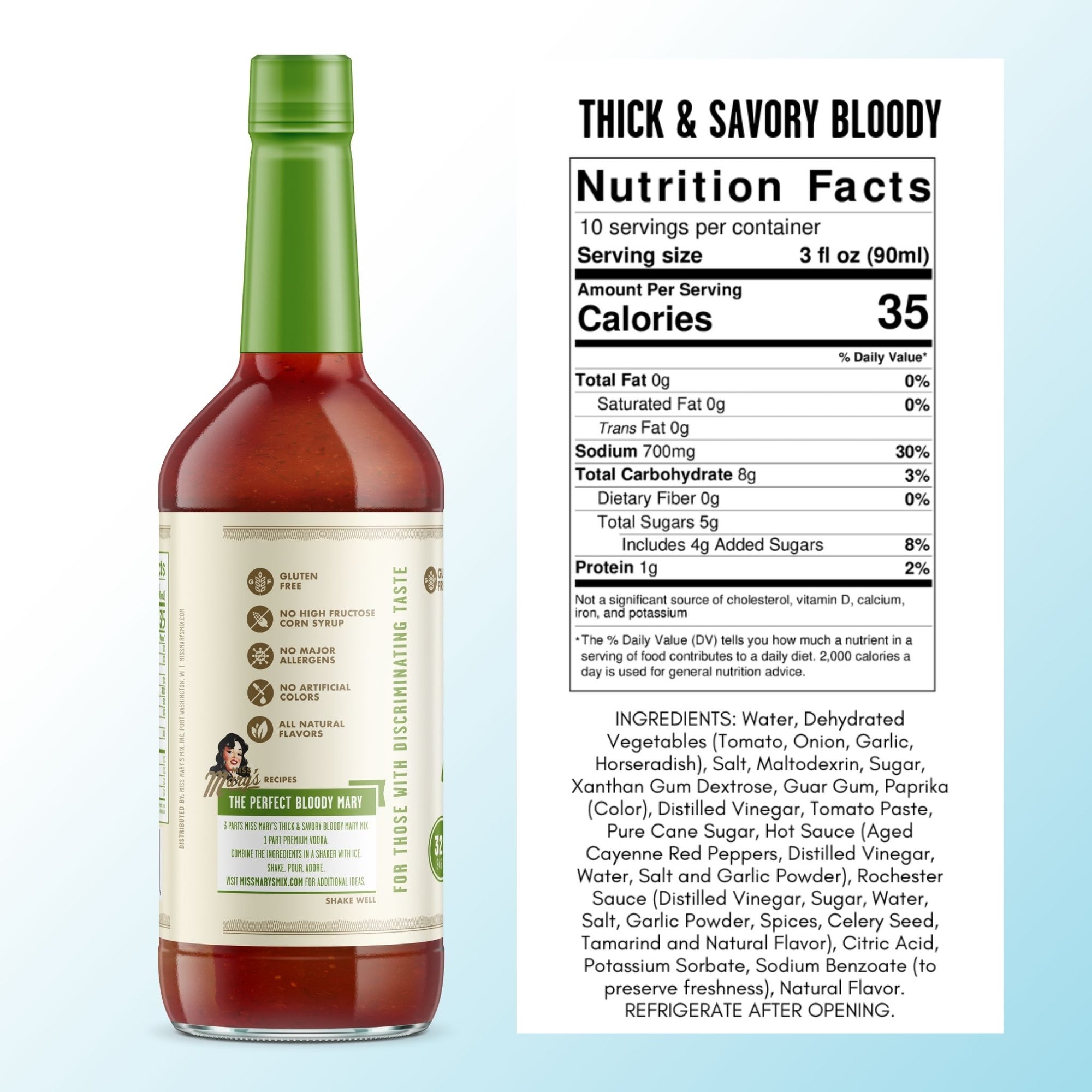 Miss Mary's Thick & Savory Bloody Mary Mix Nutrition Facts & Ingredients List