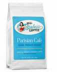 Coffee bag labeled 'Parisian Cafe' by Sinless Coffee on a white background