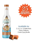 Sugar-free salted caramel syrup bottle product detail on a white background
