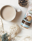 Salted Dark Chocolate Sinless Syrup with holiday decor and coffee mug
