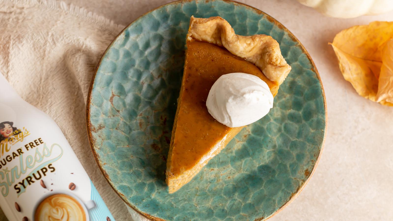 Sugar Free Pumpkin Spice Whipped Cream on Pie