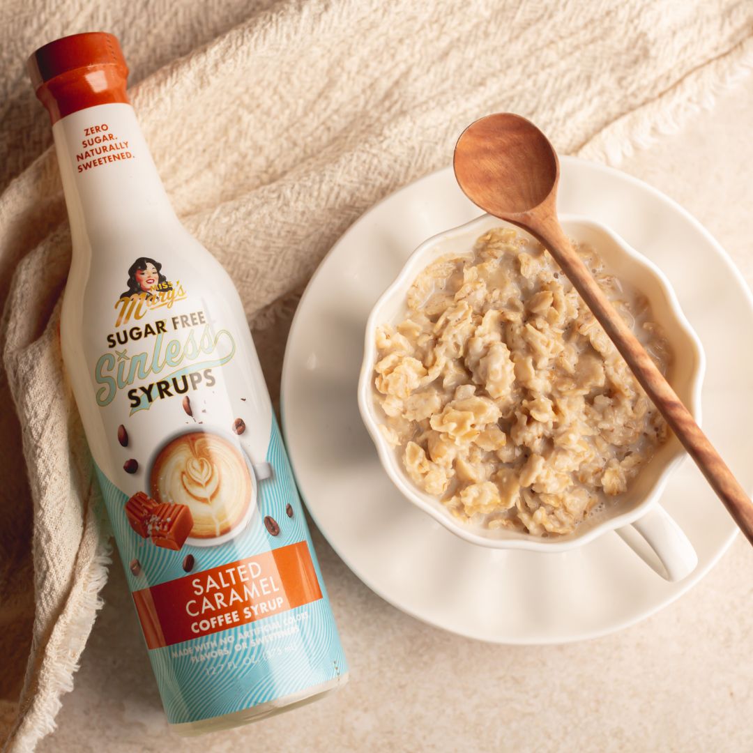 Closeup of Sugar Free Salted Caramel Oatmeal Recipe