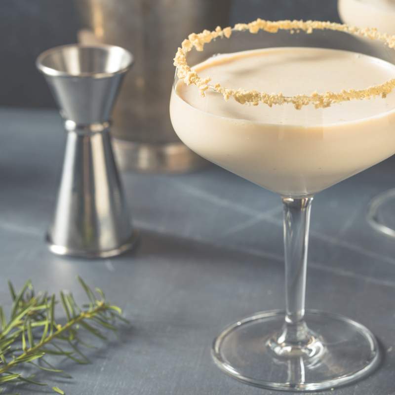 gingerbread martini on grey counter