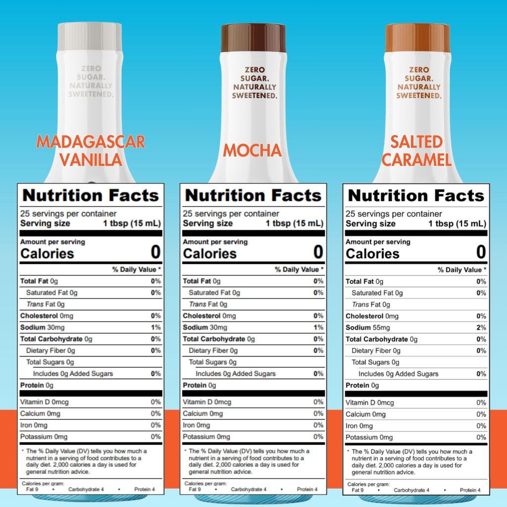 Sugar free Sinless Syrup Classic  Collection Nutrition Labels