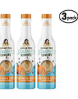 Three bottles of Sugar Free Sinless Pumpkin Spice Coffee Syrup on a white background