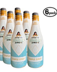 Six bottles of Sugar Free Sinless Simple Syrups with a white background