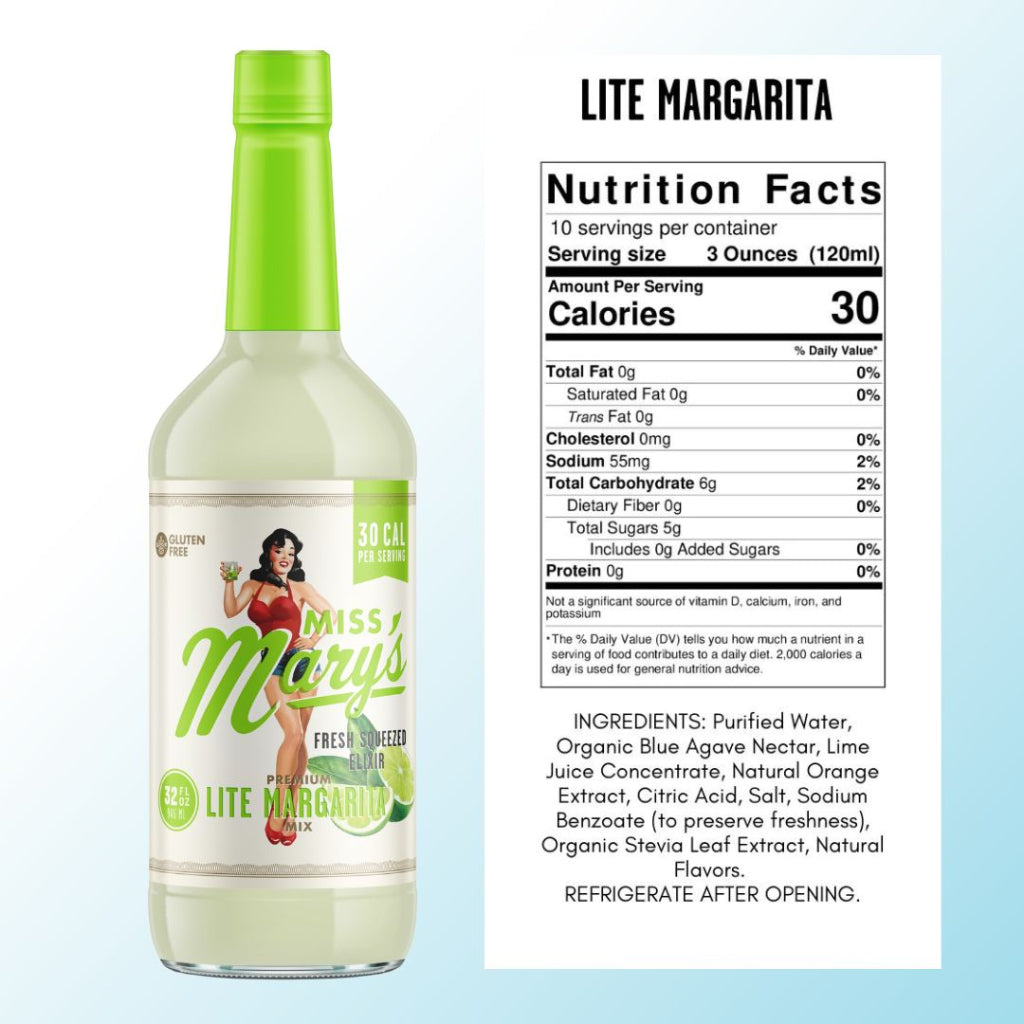 Miss Mary's Lite Margarita Mix Nutrition Facts and Ingredients List