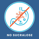 icon of stomach with chemical disruption indicating 'no sucralose'