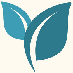 2 blue leaves on cream background