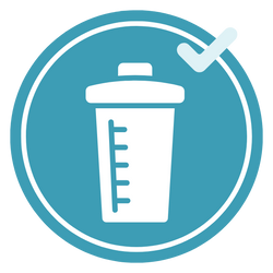 A teal circle with white shaker bottle icon with a checkmark indicating zero sugar.